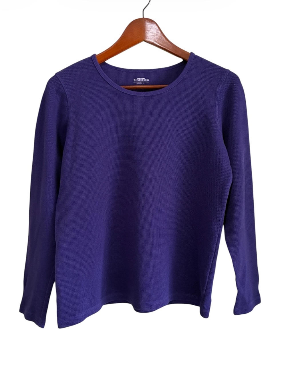 Northern Reflections Women's Purple Waffle Knit Thermal Tee Size Petite Large